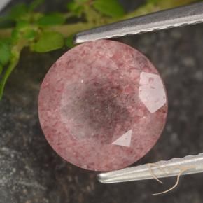 1.72 ct Pink Strawberry Quartz Stone, Natural Strawberry Quartz in Round Facet Shape for Sale