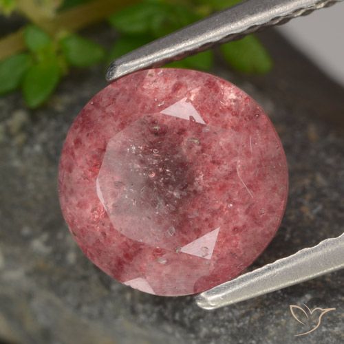 1.80ct Natural Deep Rose Pink Strawberry Quartz, Round, Translucent