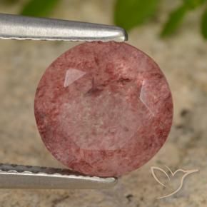 1.81 ct Pink Strawberry Quartz Stone, Natural Strawberry Quartz in Round Facet Shape for Sale