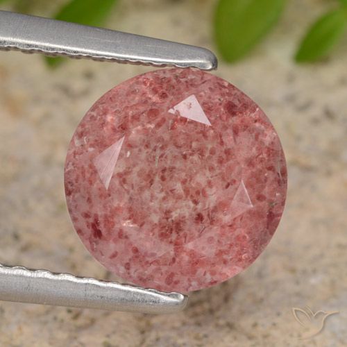 1.76ct Natural Medium Pink Strawberry Quartz, Round, Translucent