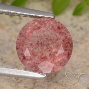 1.76 ct Pink Strawberry Quartz Stone, Natural Strawberry Quartz in Round Facet Shape for Sale