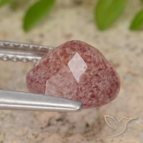 Strawberry Quartz Gemstone in 8 mm (calibrated) Size for Sale, Strawberry Quartz Stone in Medium Pink Color