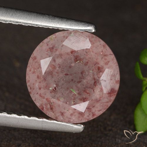 1.64ct Natural Medium Pink Strawberry Quartz, Round, Translucent