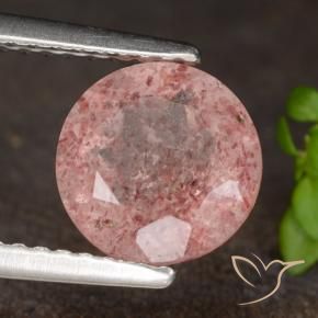 1.69 ct Pink Strawberry Quartz Stone, Natural Strawberry Quartz in Round Facet Shape for Sale