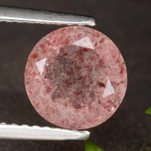 8,1 mm 毫米俄罗斯圆形红色草莓石英,重 2 克拉,天然宝石,半透明净度,1 颗草莓石英 - 颜色:中红,莫氏硬度为 7 适合日常佩戴饰品, Photo A