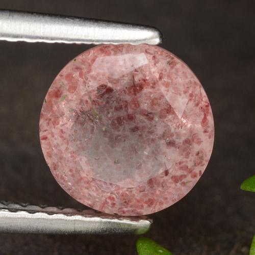 2.00 ct Red Strawberry Quartz Stone, Natural Strawberry Quartz in Round Facet Shape for Sale