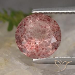 1.88 ct Pink Strawberry Quartz Stone, Natural Strawberry Quartz in Round Facet Shape for Sale