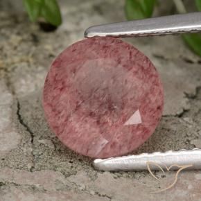 1.89 ct Pink Strawberry Quartz Stone, Natural Strawberry Quartz in Round Facet Shape for Sale