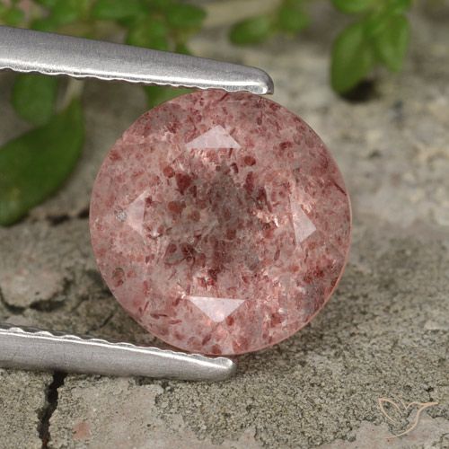 2.04ct Natural Pink Tone Strawberry Quartz, Round, Translucent