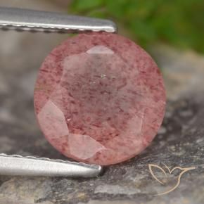 1.75 ct Pink Strawberry Quartz Stone, Natural Strawberry Quartz in Round Facet Shape for Sale