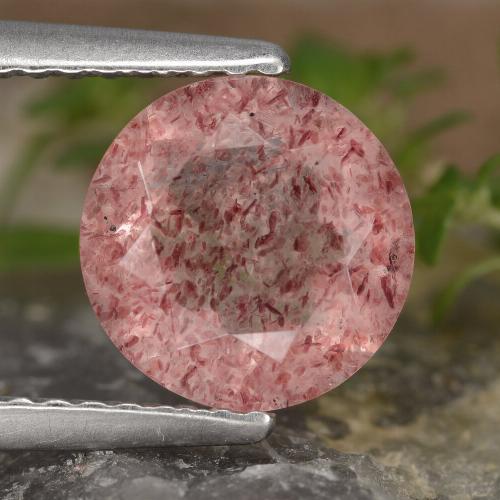 Medium Pink Strawberry Quartz Gem - 1.7ct Round Facet (ID: 474691)