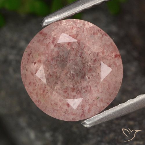 1.83ct Natural Dark Pink Strawberry Quartz, Round, Translucent, Photo A