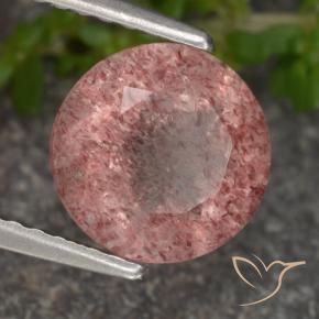 1.74 ct Pink Strawberry Quartz Stone, Natural Strawberry Quartz in Round Facet Shape for Sale