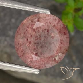1.78 ct Pink Strawberry Quartz Stone, Natural Strawberry Quartz in Round Facet Shape for Sale