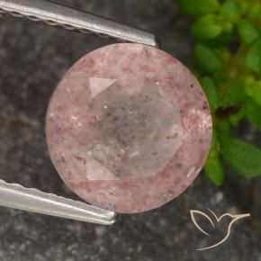1.62 ct Pink Strawberry Quartz Stone, Natural Strawberry Quartz in Round Facet Shape for Sale
