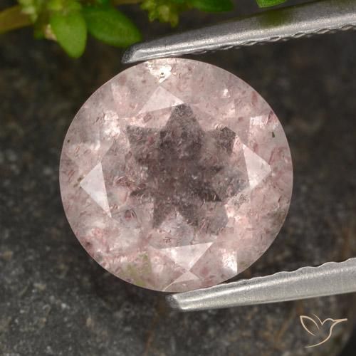 8,1mm runder rosa Erdbeerquarz aus Russland, Gewicht von 1,65 ct, natürlicher Edelstein in Translucent Reinheit, 1 Stück runder Erdbeerquarz - Farbe: Hellrose-rosa, Mohs-Härte von 7 Geeignet für den täglichen Gebrauch im Schmuck, Photo A