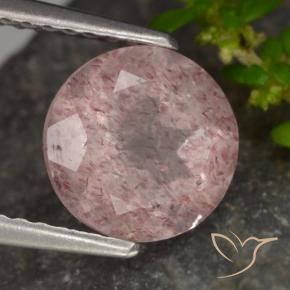 1.90 ct Pink Strawberry Quartz Stone, Natural Strawberry Quartz in Round Facet Shape for Sale