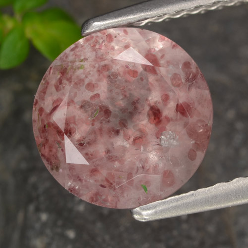Оттенки розового Клубничный Кварц Камень - 1.8ct Круглая Фасетная Огранка (ID: 474702)