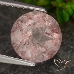 1.98 ct Pink Strawberry Quartz Stone, Natural Strawberry Quartz in Round Facet Shape for Sale