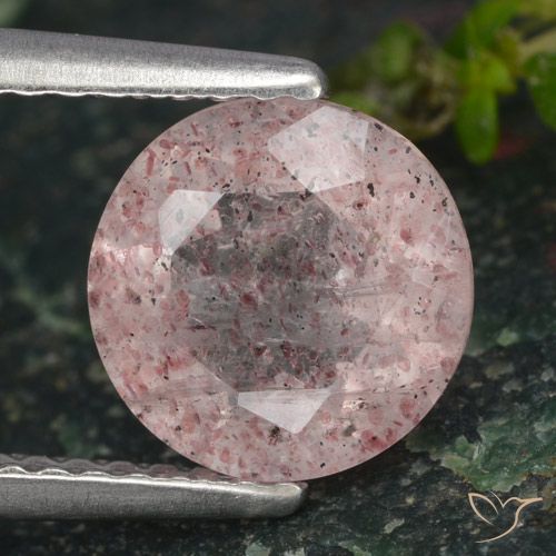 1.56ct Natural Light Pink Strawberry Quartz, Round, Translucent