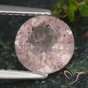 1.56 ct Pink Strawberry Quartz Stone, Natural Strawberry Quartz in Round Facet Shape for Sale