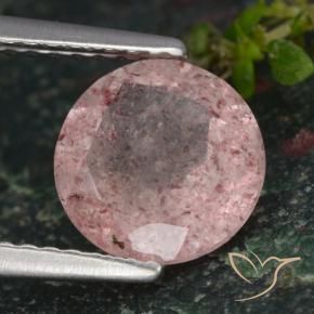 1.70 ct Pink Strawberry Quartz Stone, Natural Strawberry Quartz in Round Facet Shape for Sale