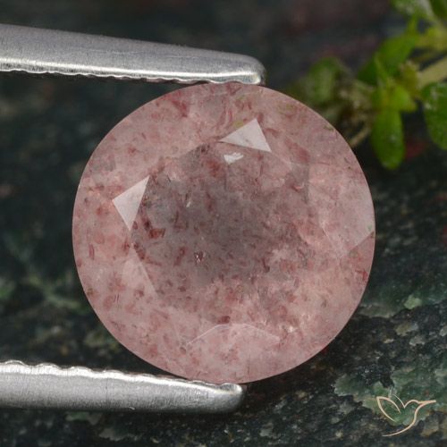 1.59ct Natural Light Pink Strawberry Quartz, Round, Translucent