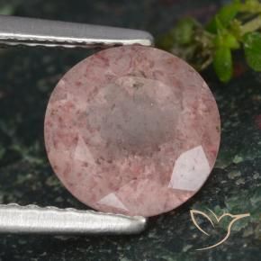 1.59 ct Pink Strawberry Quartz Stone, Natural Strawberry Quartz in Round Facet Shape for Sale