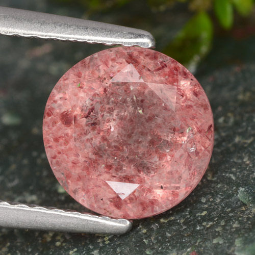 tiefrot Erdbeerquarz Edelstein - 1.9ct Rund Facettenschliff (ID: 474848)