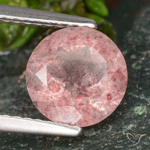 1.62 ct Pink Strawberry Quartz Stone, Natural Strawberry Quartz in Round Facet Shape for Sale