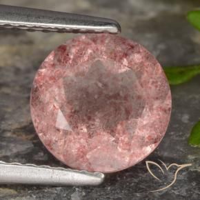 1.81 ct Pink Strawberry Quartz Stone, Natural Strawberry Quartz in Round Facet Shape for Sale