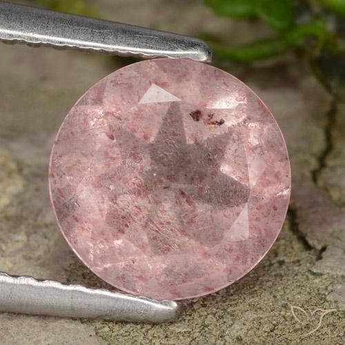 1.61ct Natural Light Pink Strawberry Quartz, Round, Translucent