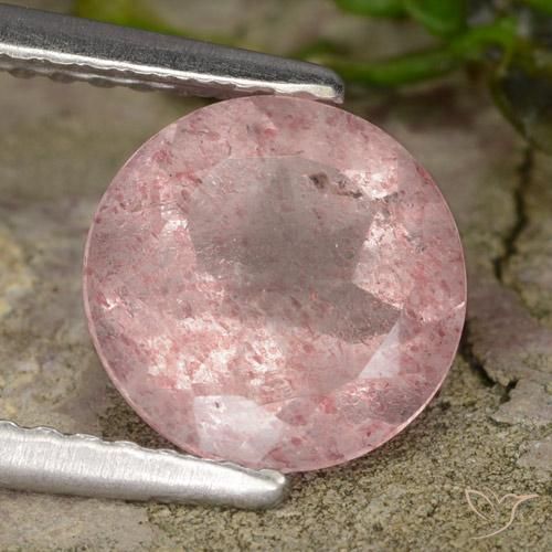 1.61 ct Pink Strawberry Quartz Stone, Natural Strawberry Quartz in Round Facet Shape for Sale