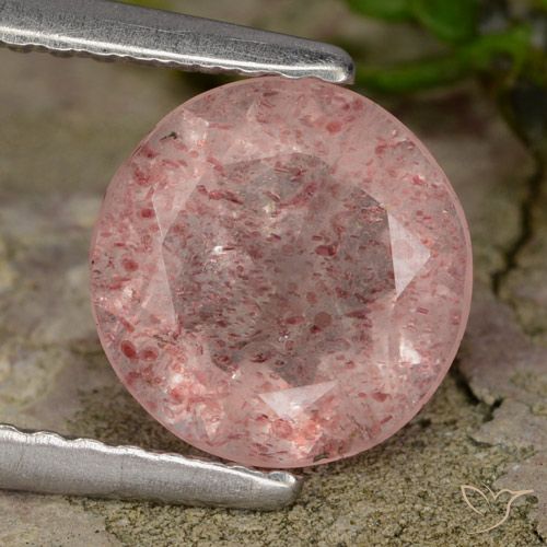 1.51ct Natural Light Pink Strawberry Quartz, Round, Translucent