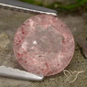 1.51 ct Pink Strawberry Quartz Stone, Natural Strawberry Quartz in Round Facet Shape for Sale