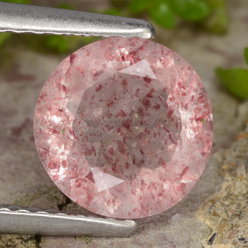 hellrosa Erdbeerquarz Edelstein - 1.7ct Rund Facettenschliff (ID: 474857)