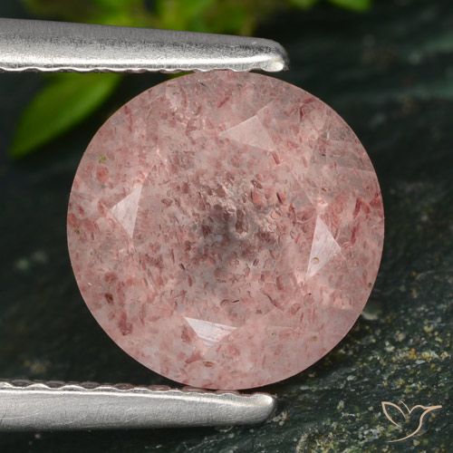 1.83ct Natural Light Pink Strawberry Quartz, Round, Translucent