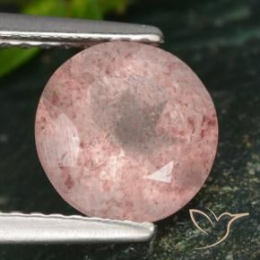 1.83 ct Pink Strawberry Quartz Stone, Natural Strawberry Quartz in Round Facet Shape for Sale