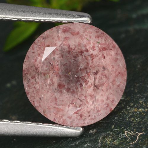 1.73ct Natural Earthy Pink Strawberry Quartz, Round, Translucent