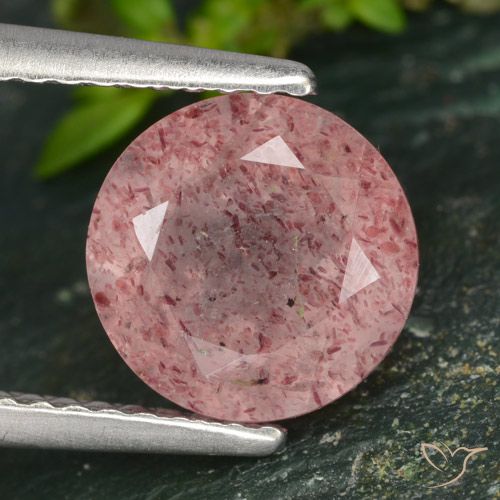 2.10ct Natural Medium Pink Strawberry Quartz, Round, Translucent