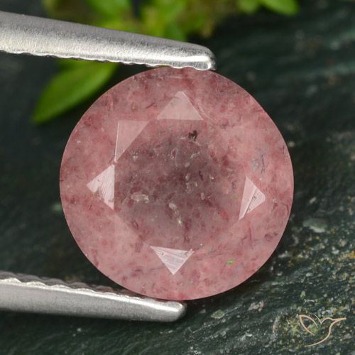 1.74ct Natural Pink Tone Strawberry Quartz, Round, Translucent