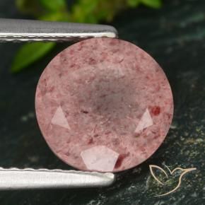2.16 ct Pink Strawberry Quartz Stone, Natural Strawberry Quartz in Round Facet Shape for Sale