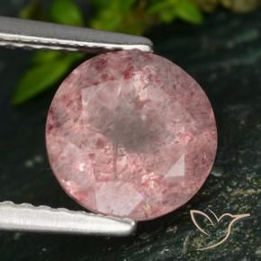 1.96 ct Pink Strawberry Quartz Stone, Natural Strawberry Quartz in Round Facet Shape for Sale