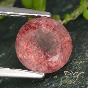 1.77 ct Pink Strawberry Quartz Stone, Natural Strawberry Quartz in Round Facet Shape for Sale