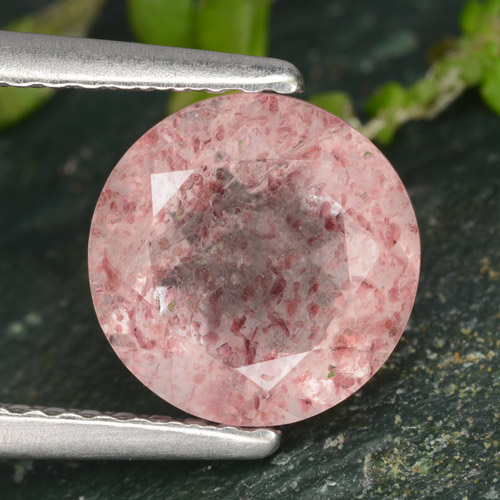 Light Bubblegum Pink Strawberry Quartz Gem - 2ct Round Facet (ID: 474893)