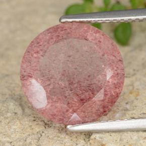 5.24 ct Pink Strawberry Quartz Stone, Natural Strawberry Quartz in Round Facet Shape for Sale