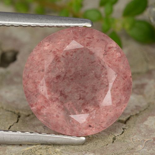 4.68ct Natural Medium Pink Strawberry Quartz, Round, Translucent