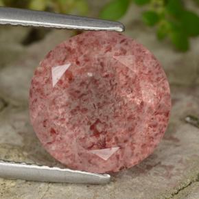 Medium Pink Strawberry Quartz Gem - 4.7ct Round Facet (ID: 474918)