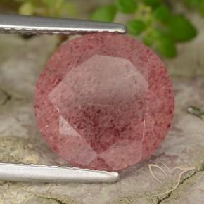 4.49 ct Pink Strawberry Quartz Stone, Natural Strawberry Quartz in Round Facet Shape for Sale
