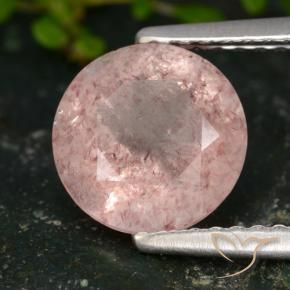 1.73 ct Pink Strawberry Quartz Stone, Natural Strawberry Quartz in Round Facet Shape for Sale